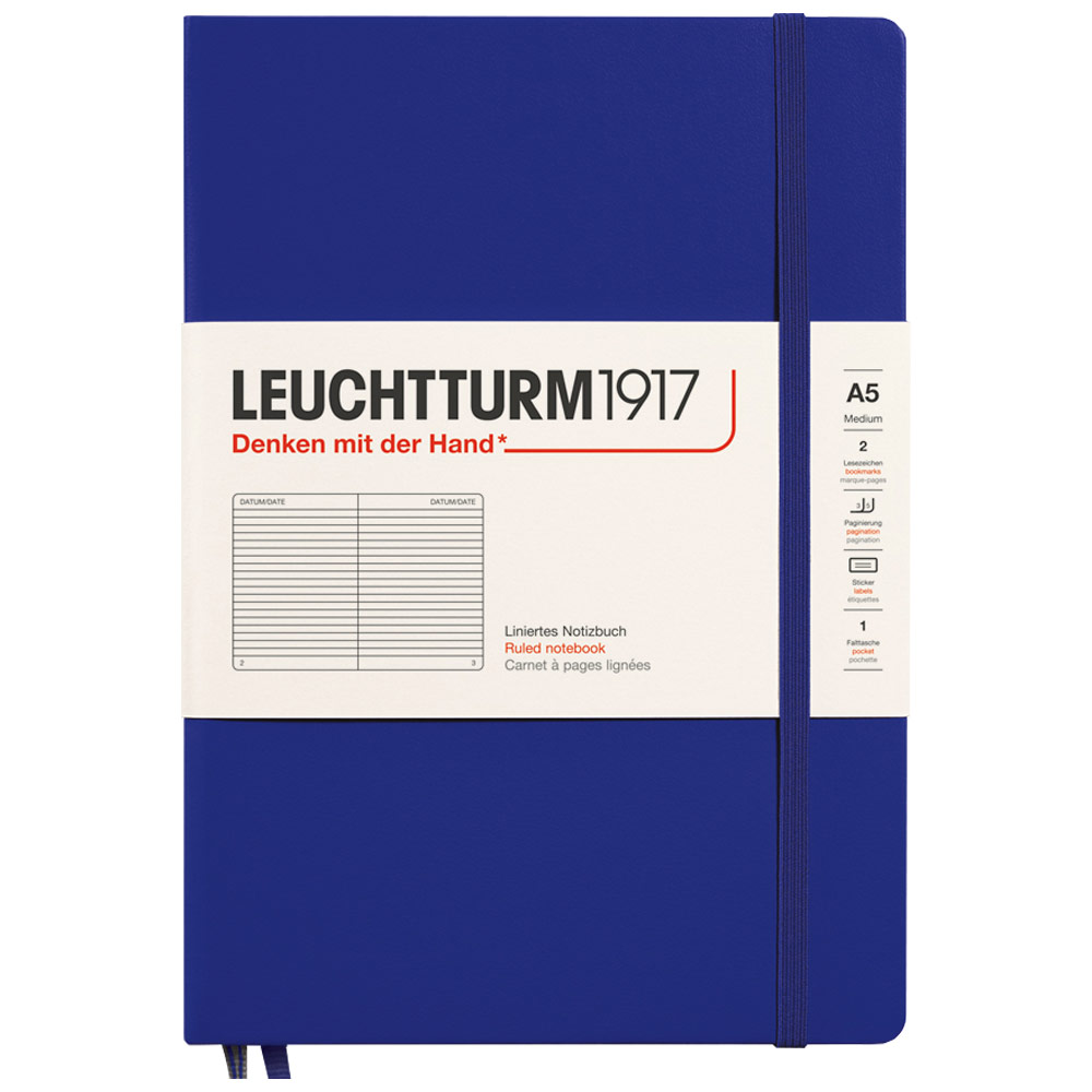 Leuchtturm1917 A5 Notebook Medium Hardcover Ruled 5.8"x8.3" Ink