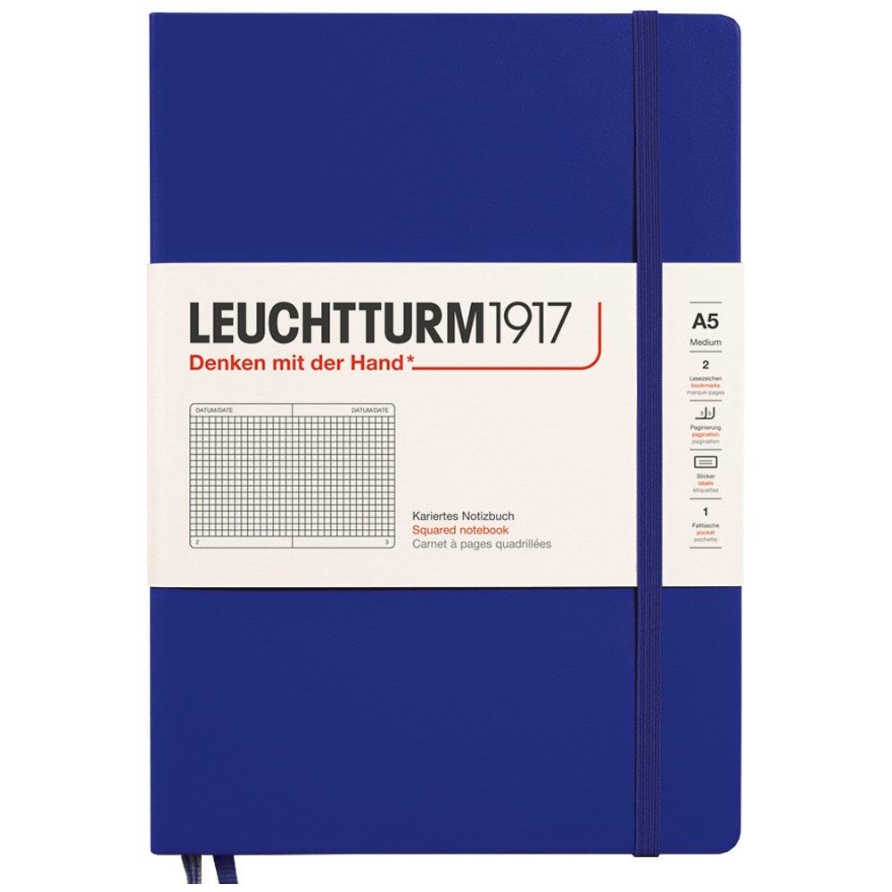 Leuchtturm1917 A5 Notebook Medium Hardcover Square 5.8"x8.3" Ink