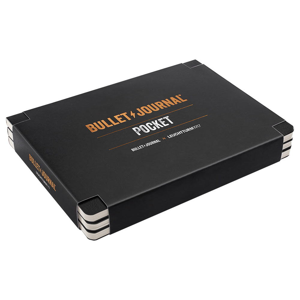 Leuchtturm1917 A5 Bullet Journal Pocket Notebook Dot 3 Pack 5.8"x8.3" Black