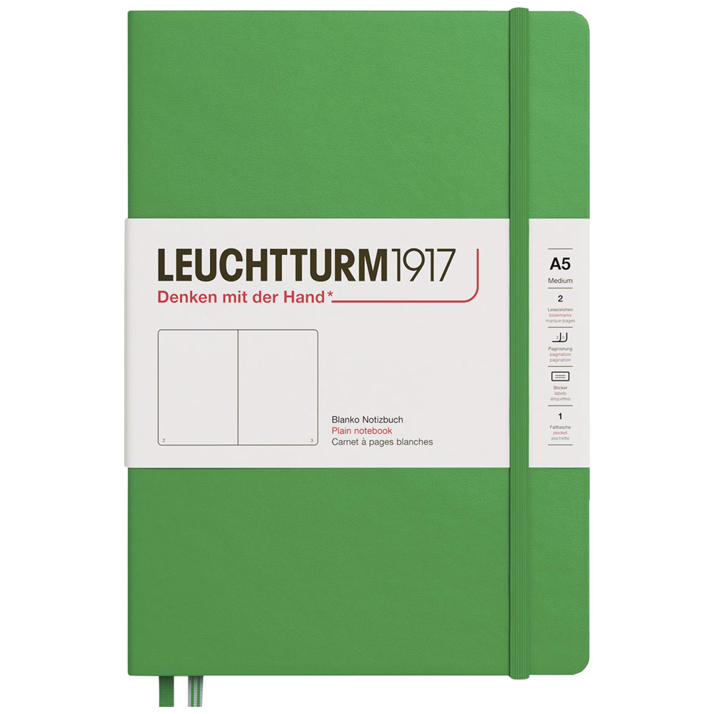 Leuchtturm1917 A5 Notebook Medium Hardcover Plain 5.8"x8.3" Spring Leaf