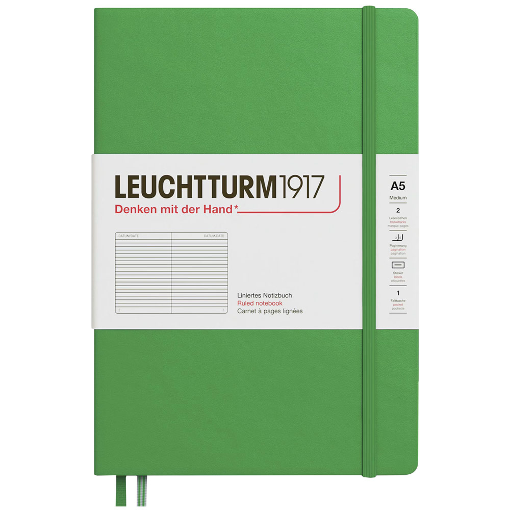 Leuchtturm1917 A5 Notebook Medium Hardcover Ruled 5.8"x8.3" Spring Leaf