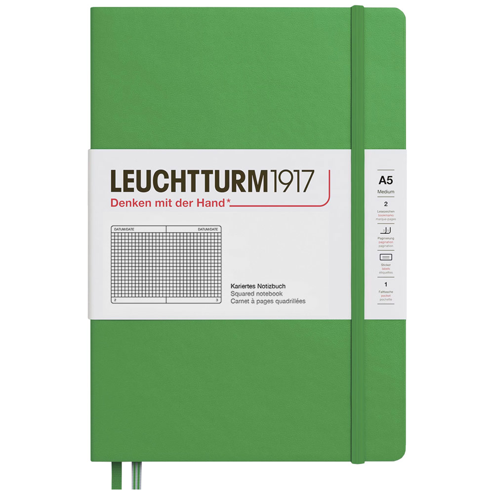 Leuchtturm1917 A5 Notebook Medium Hardcover Square 5.8"x8.3" Spring Leaf