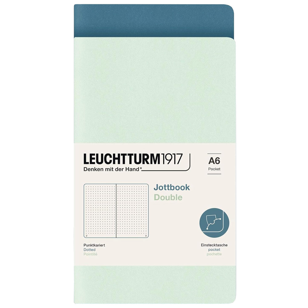 Leuchtturm1917 A6 Jottbook Double Dot 2 Pack 3.5"x6" Mint/Stone Blue