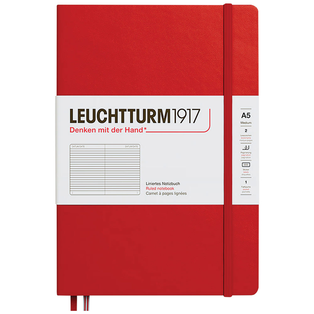 Leuchtturm1917 A5 Notebook Medium Hardcover Ruled 5.8"x8.3" Cherry