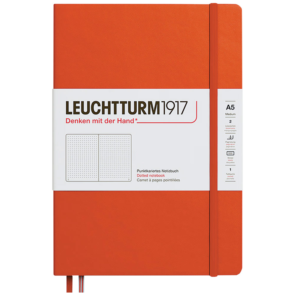 Leuchtturm1917 A5 Notebook Medium Hardcover Dot 5.8"x8.3" Pumpkin