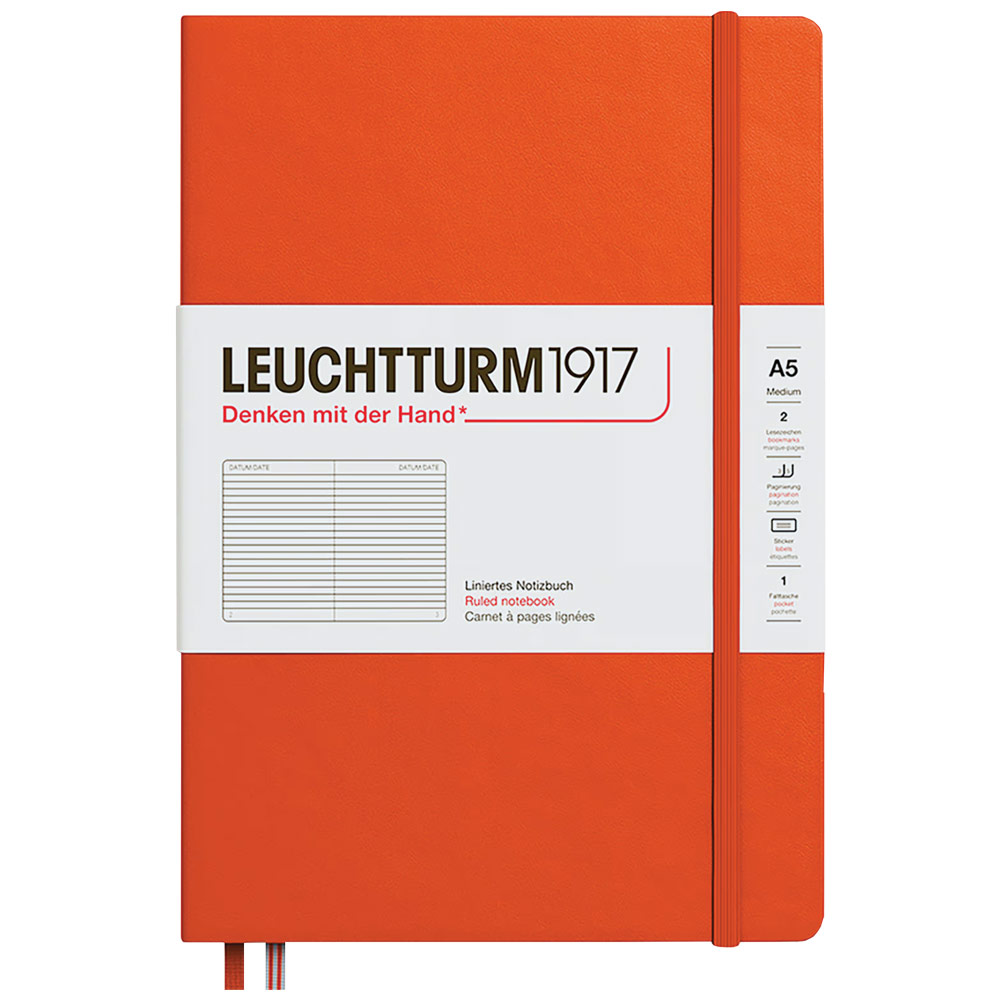 Leuchtturm1917 A5 Notebook Medium Hardcover Ruled 5.8"x8.3" Pumpkin