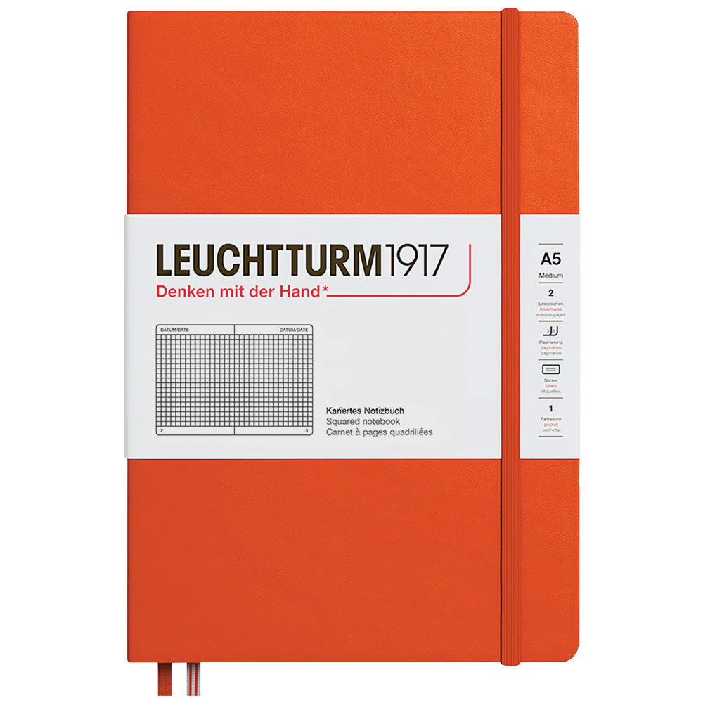 Leuchtturm1917 A5 Notebook Medium Hardcover Square 5.8"x8.3" Pumpkin