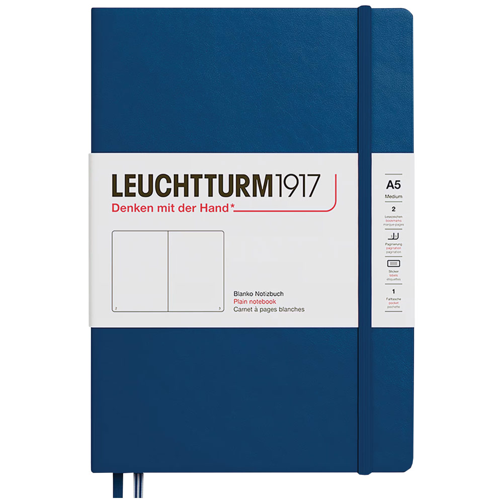 Leuchtturm1917 A5 Notebook Medium Hardcover Plain 5.8"x8.3" Indigo