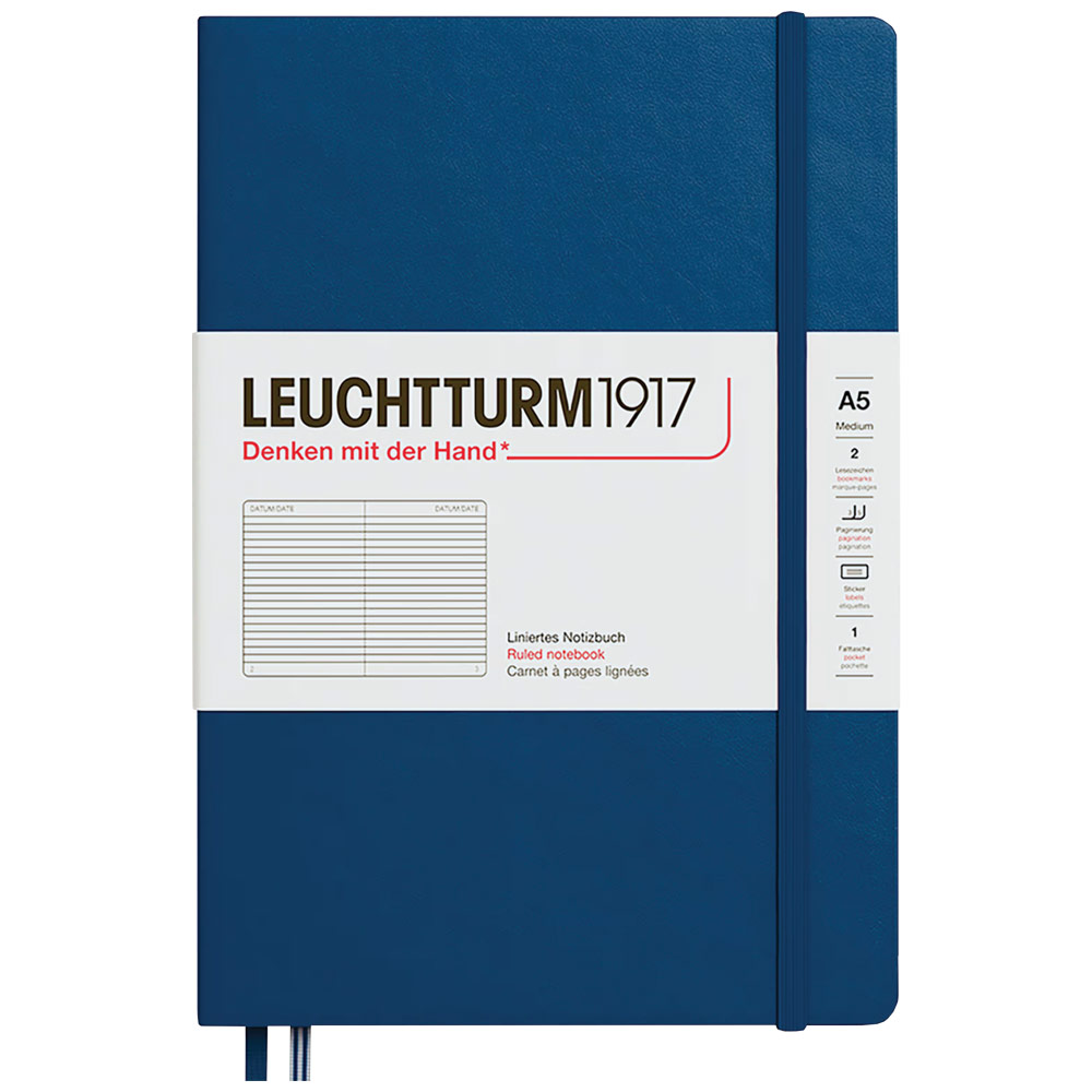 Leuchtturm1917 A5 Notebook Medium Hardcover Ruled 5.8"x8.3" Indigo