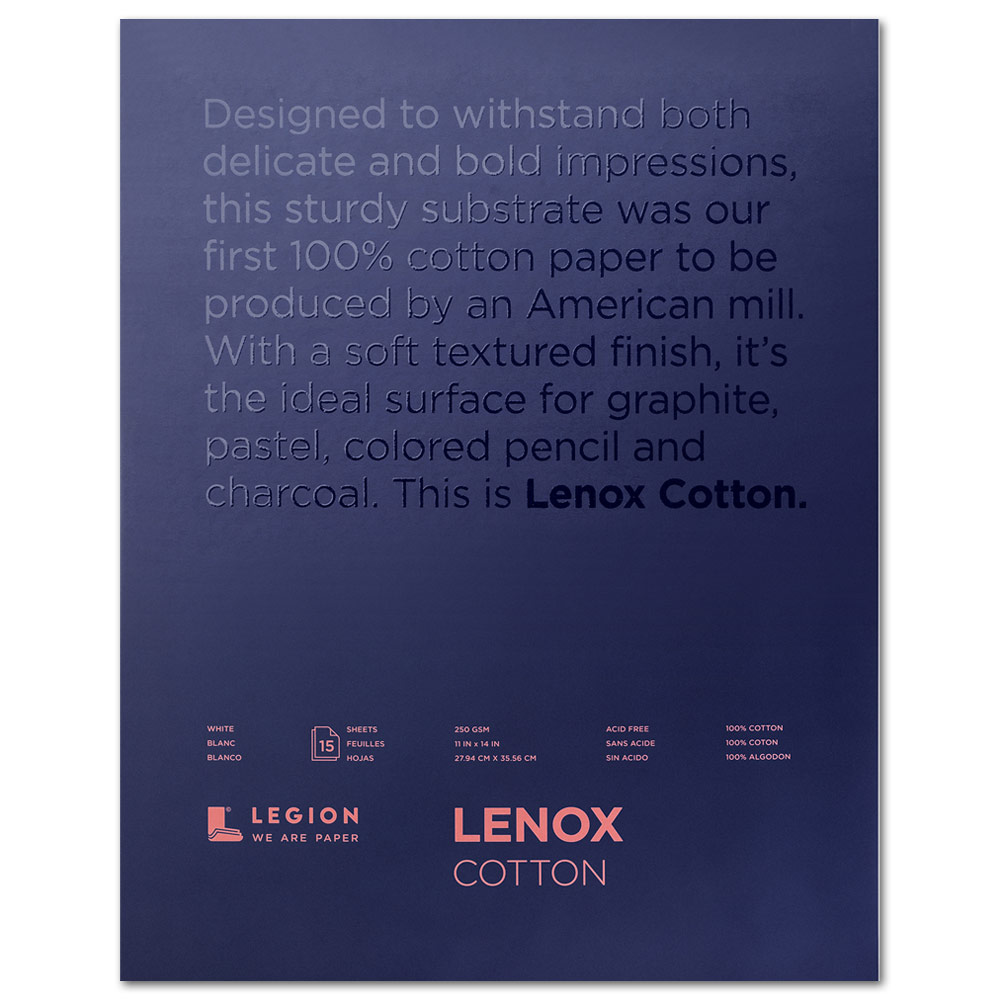 Legion Stonehenge Lenox Cotton Paper Pad 11"x14" White