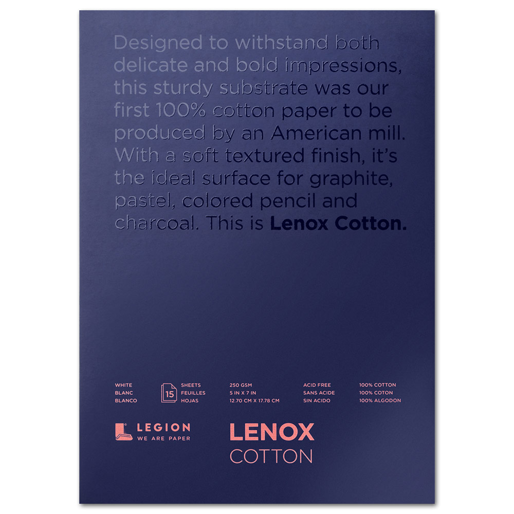 Legion Stonehenge Lenox Cotton Paper Pad 5"x7" White
