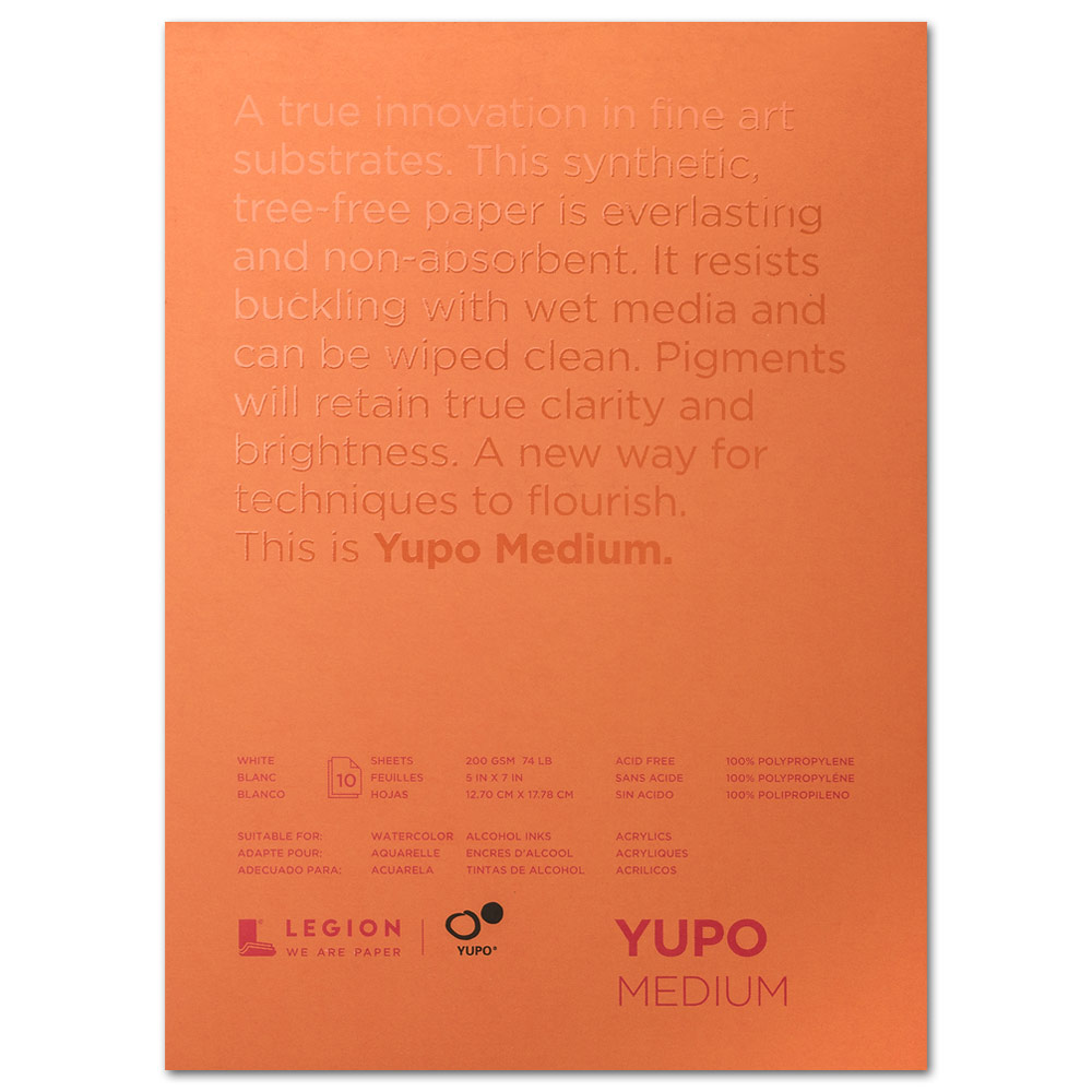 Legion Paper YUPO Medium Paper Pad 74lb 10 Sheets 5"x7" White