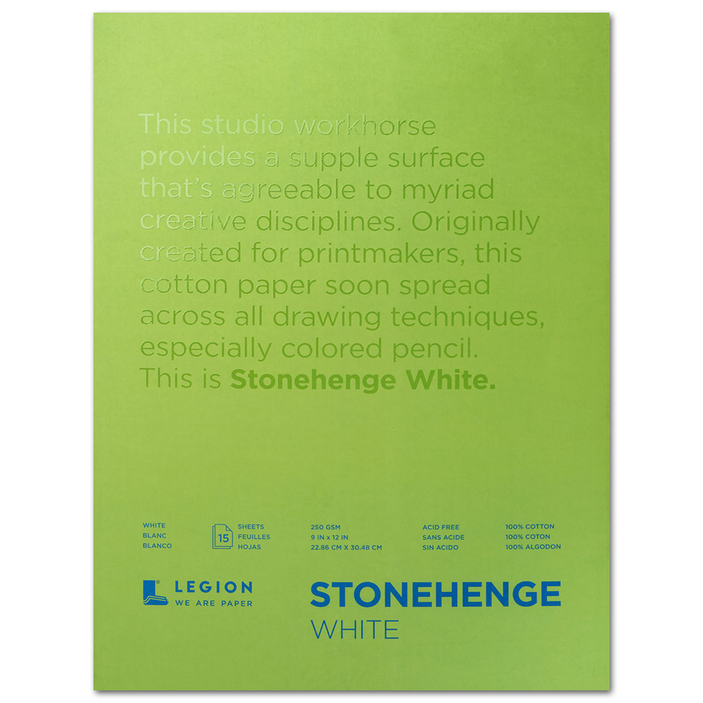 Legion Stonehenge Paper Pad 250gsm 15 Sheets 9"x12" White