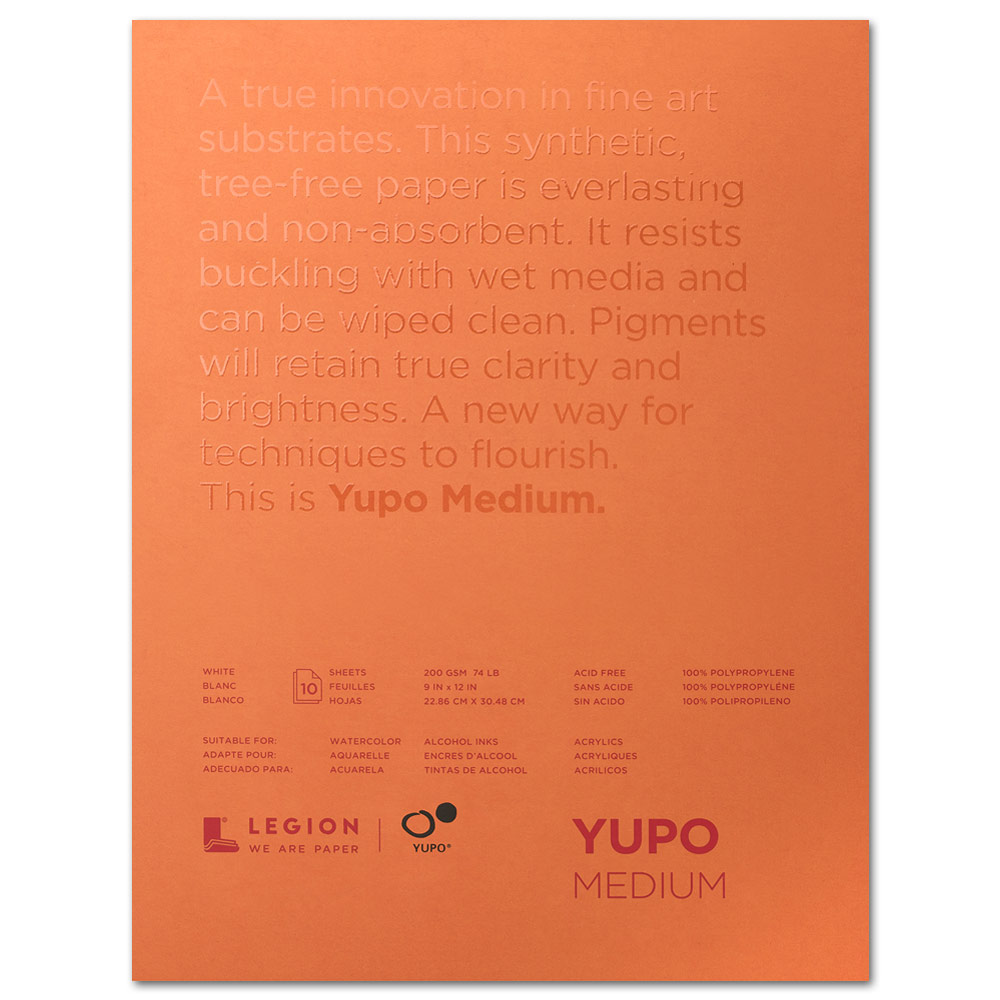 Legion Paper YUPO Medium Paper Pad 74lb 10 Sheets 9"x12" White