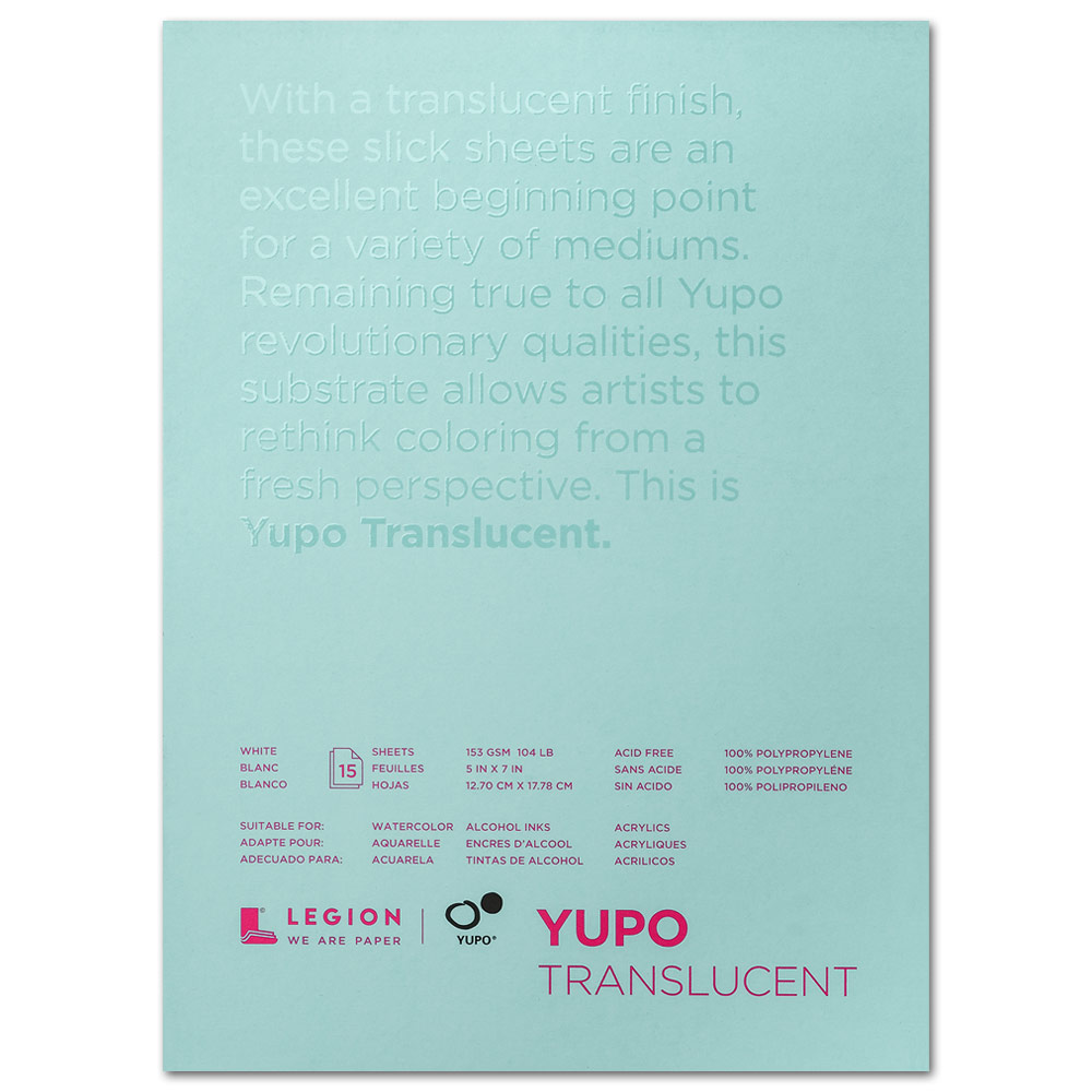 Legion Paper YUPO Translucent Paper Pad 104lb 15 Sheets 5"x7" White