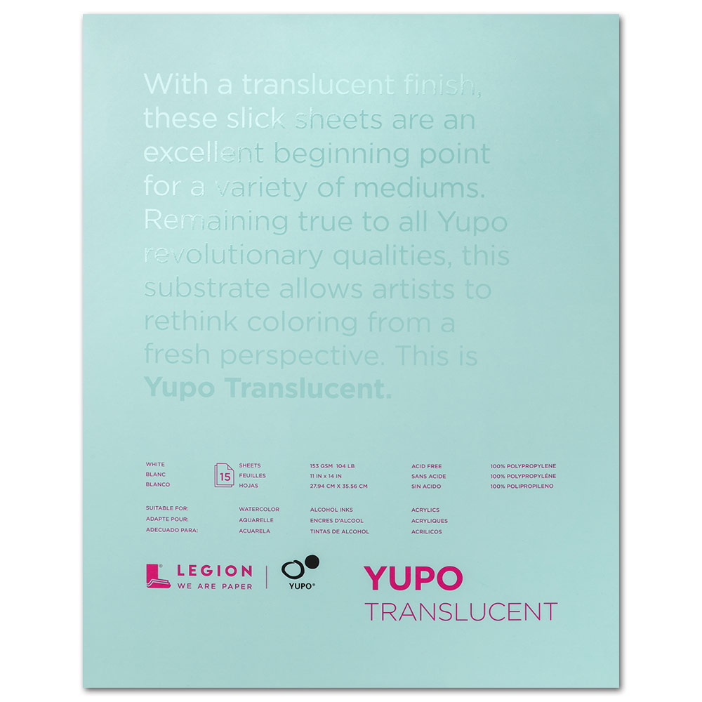 Legion Paper YUPO Translucent Paper Pad 104lb 15 Sheets 11"x14" White