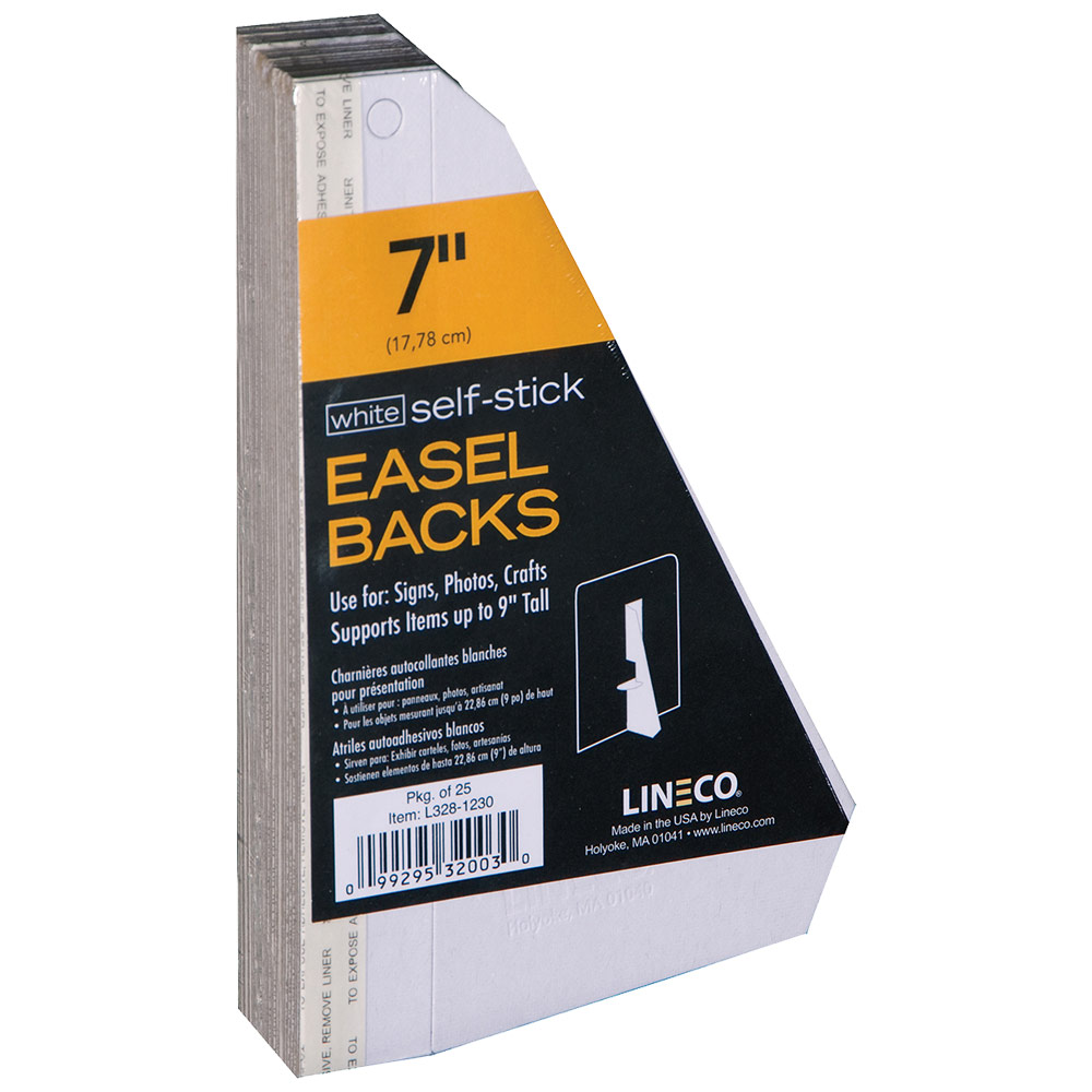Lineco Self-Adhesive Single-Wing Easel Back 25 Pack 7" White