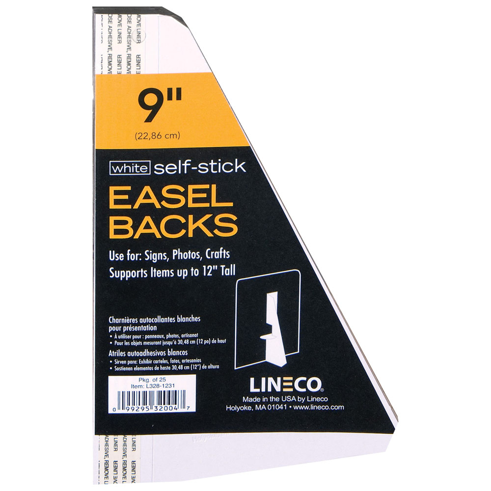 Lineco Self-Adhesive Single-Wing Easel Back 25 Pack 9" White