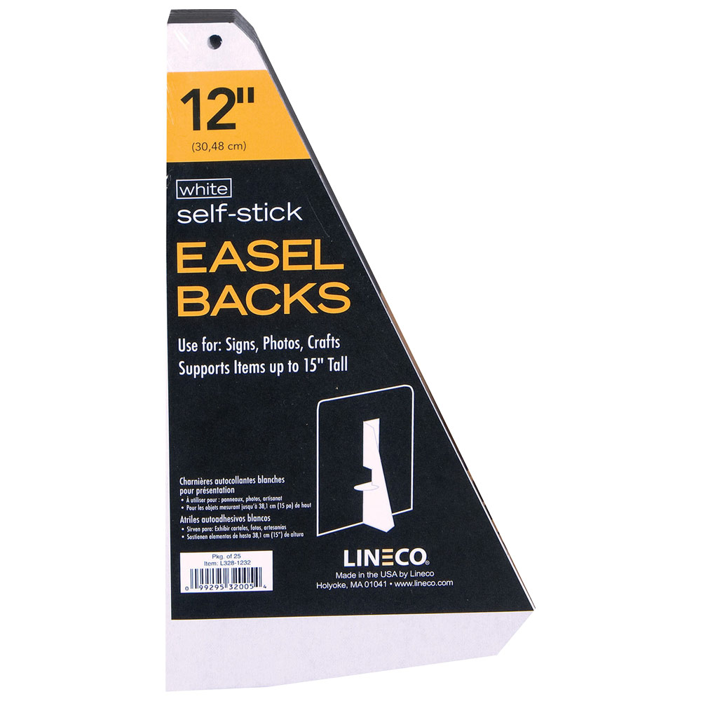 Lineco Self-Adhesive Single-Wing Easel Back 25 Pack 12" White