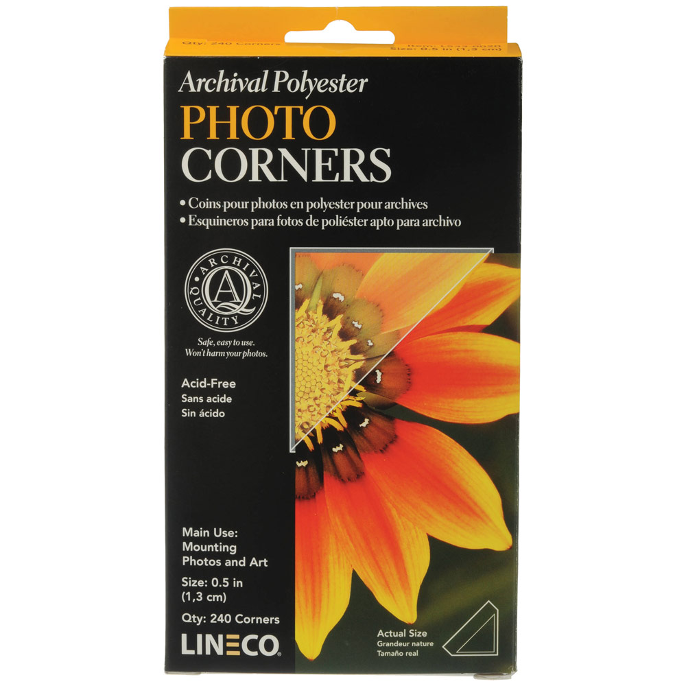 Lineco Archival Polyester Photo Corners 240 Pack 1/2"