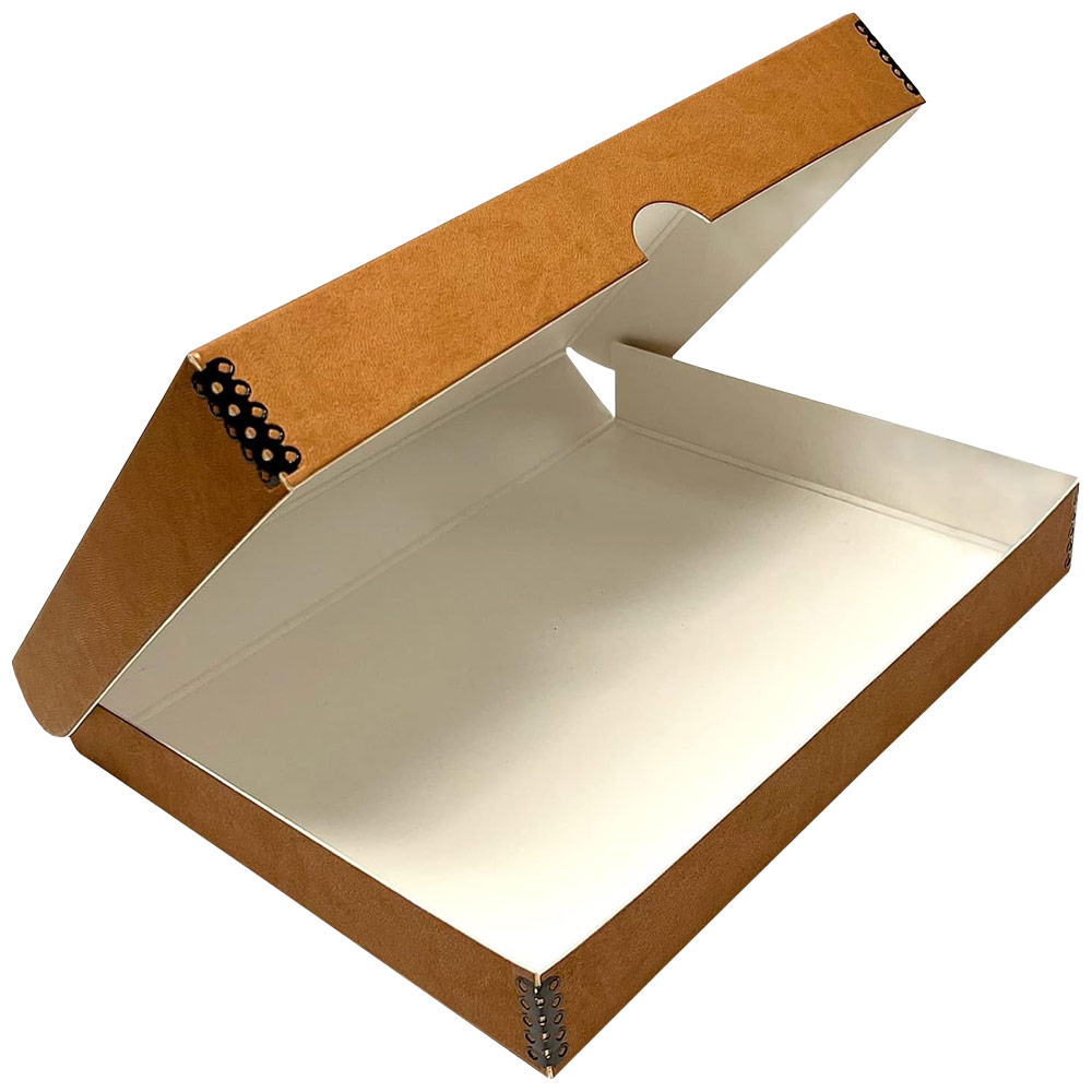 Lineco Clamshell Folio Faux Leather Storage Box 9"x12" Tan