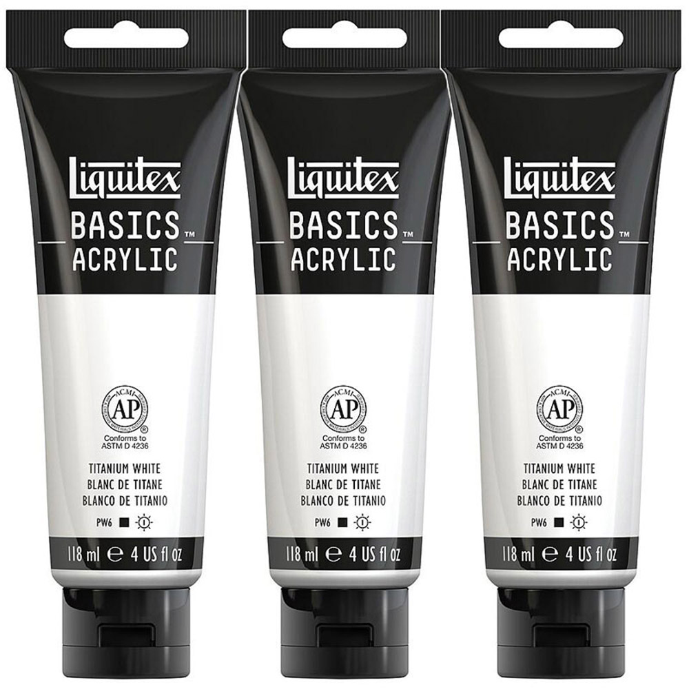 Liquitex Basics Acrylic 4oz Titanium White 3 Pack