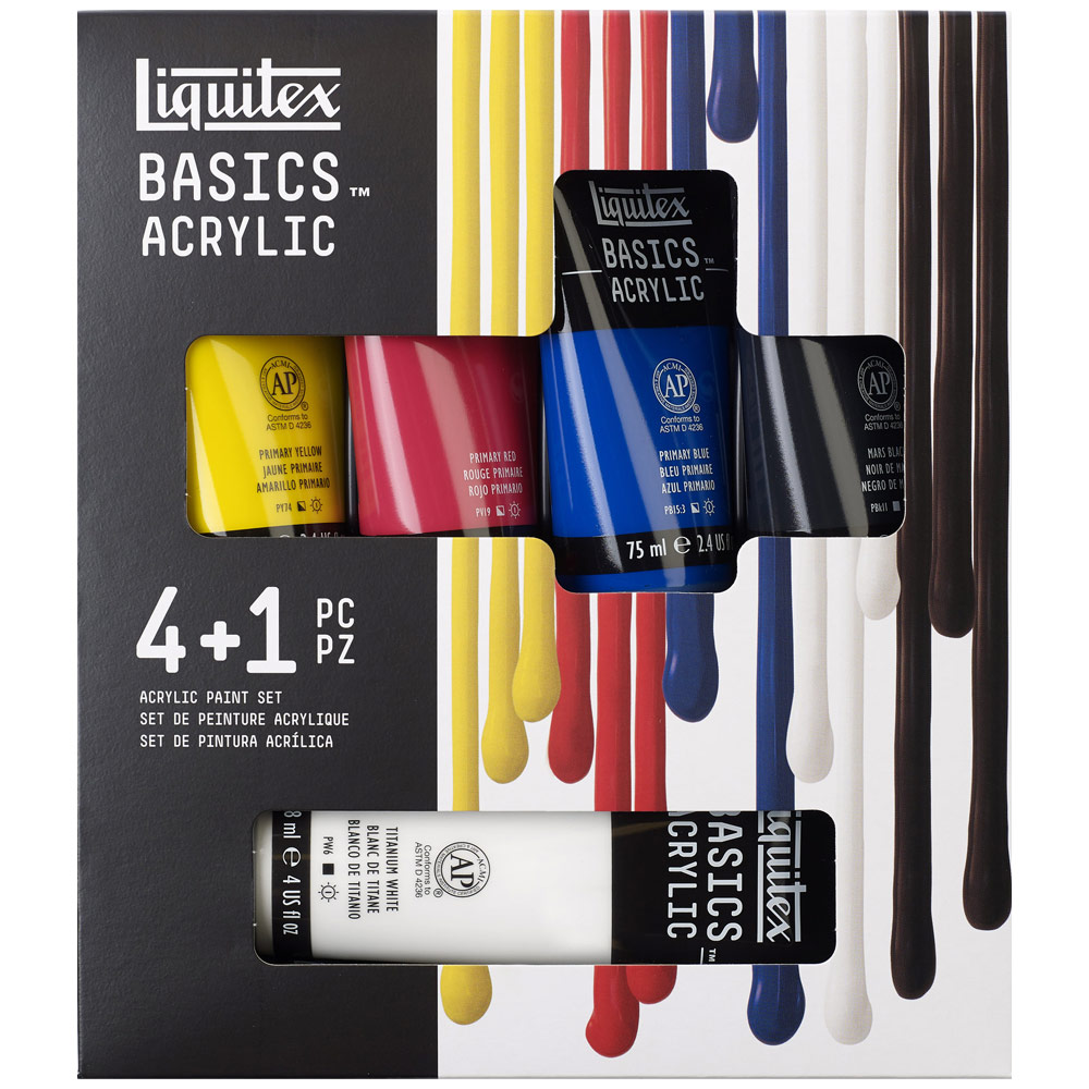 Liquitex Basics Acrylic 4 x 75ml, 118ml White Essentials Set