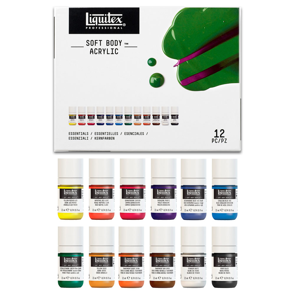 Liquitex Professional Soft Body Acrylic 12-Piece Essentials Set - 22ml