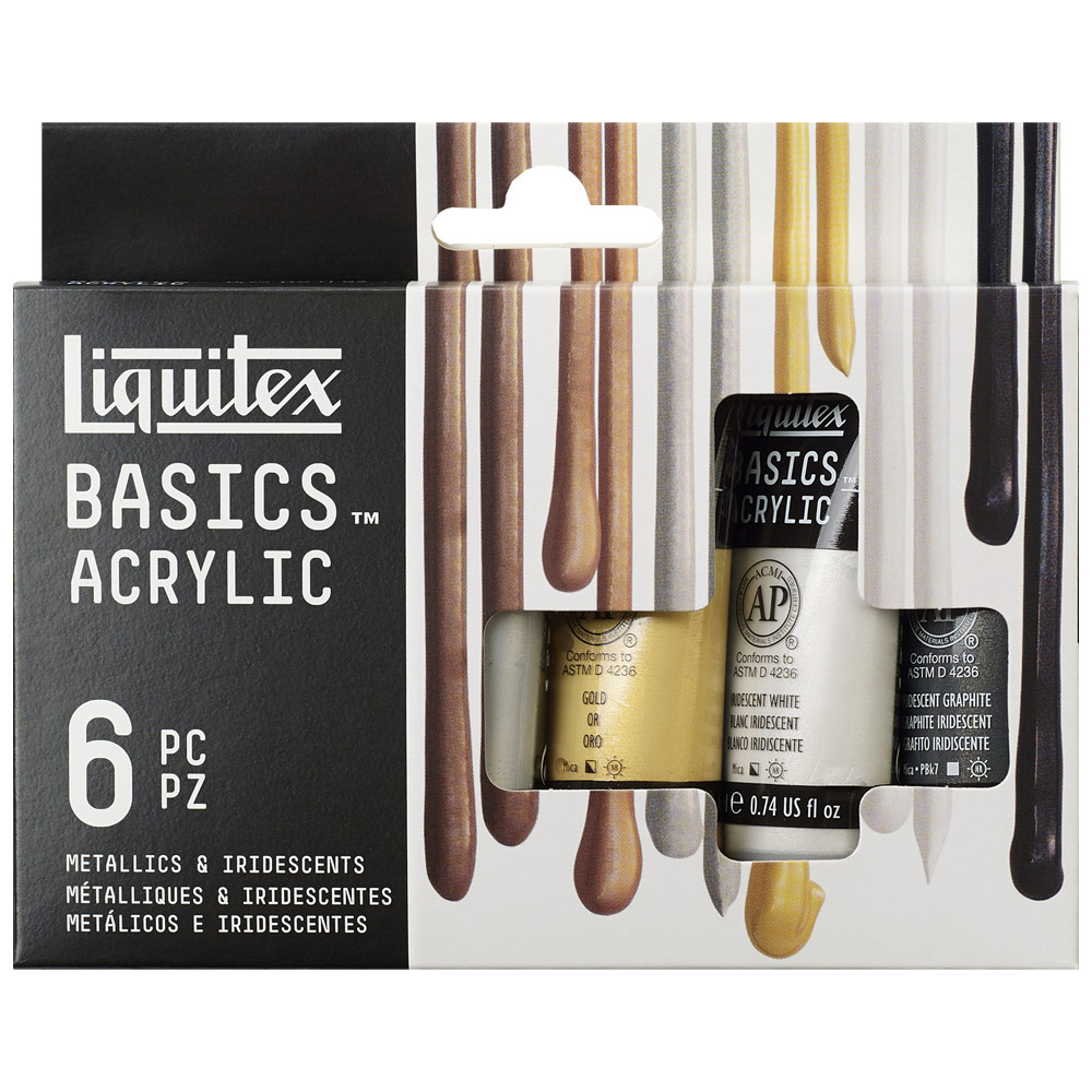 Liquitex Basics Acrylic 6 x 22ml Metallics & Iridescents Set