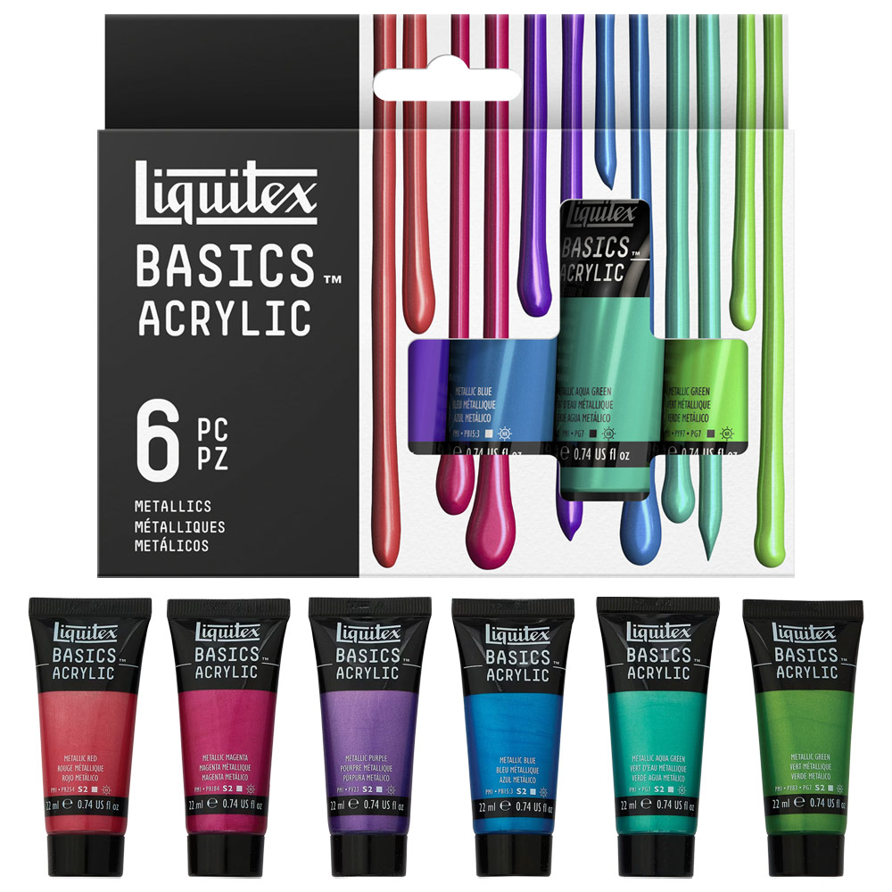 Liquitex Basics Acrylic 6 x 22ml Set Metallics