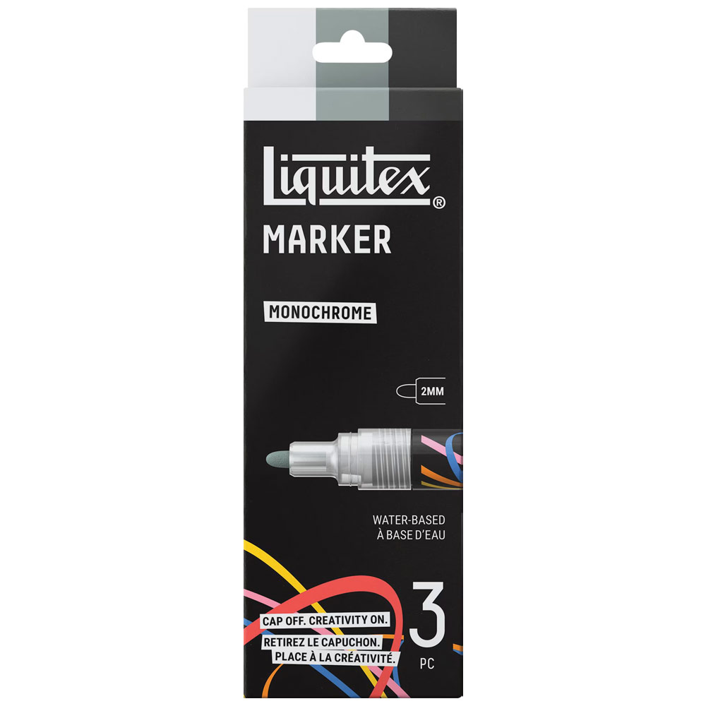 Liquitex Water-Based Acrylic Marker 2mm 3 Set Monochrome