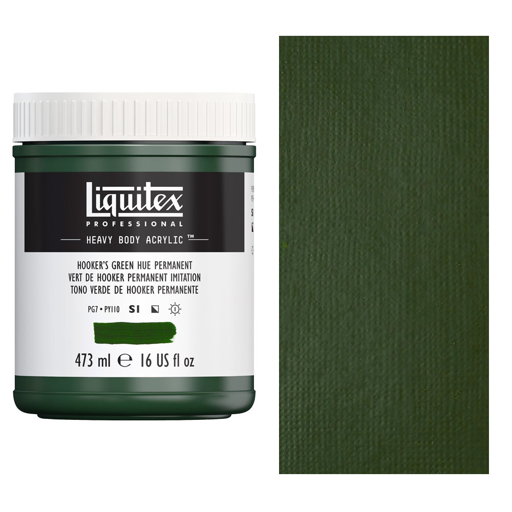 Liquitex Professional Heavy Body Acrylic 16oz Hooker's Green Hue Permanent
