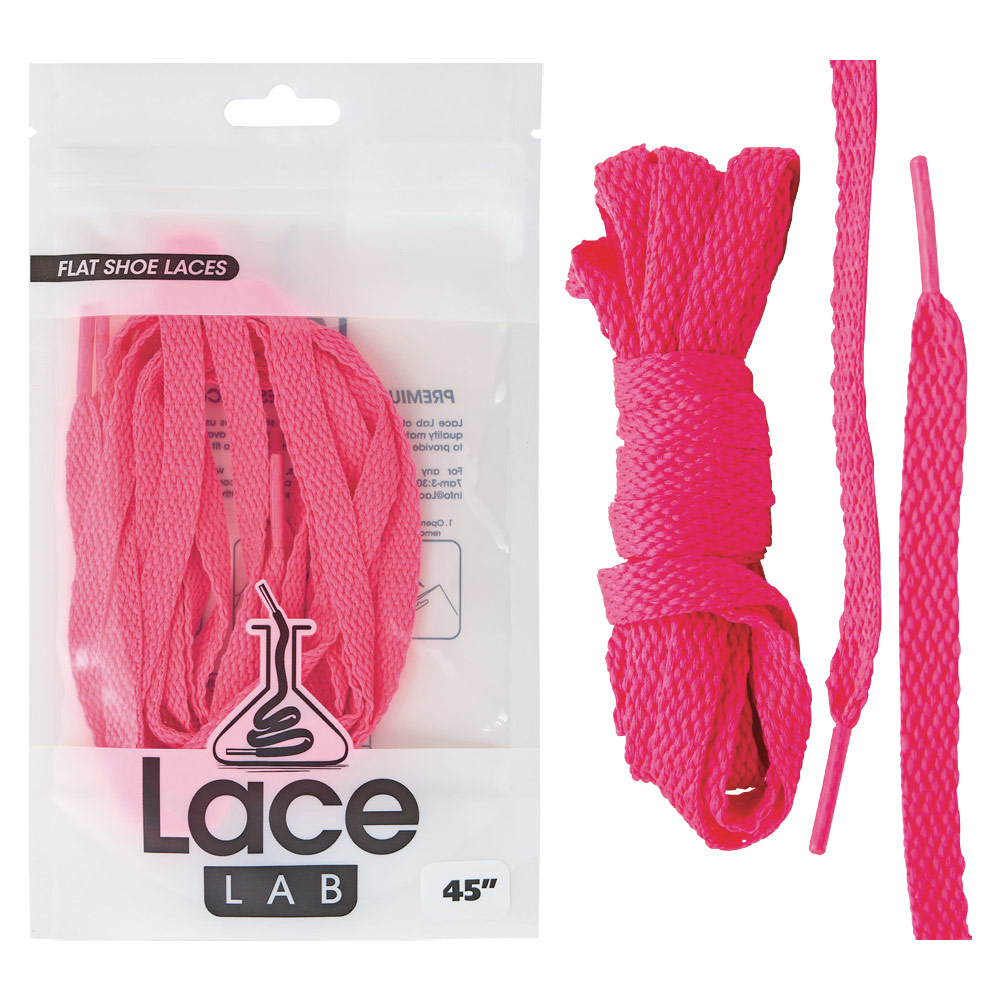 Lace Lab Flat Shoe Laces 45" Neon Pink