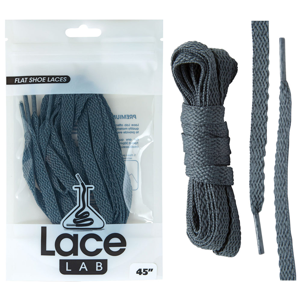 Lace Lab Flat Shoe Laces 45" Dark Grey