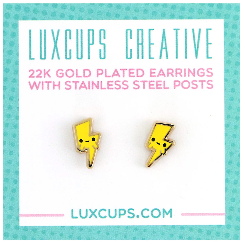 LuxCups Creative Enamel Earrings Lightning Bolt