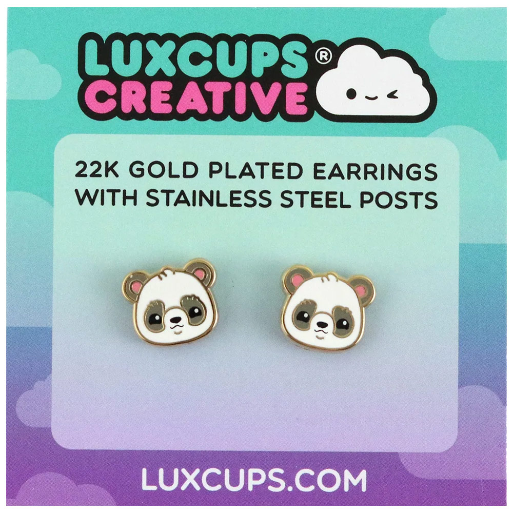 LuxCups Creative Enamel Earrings Panda Bear