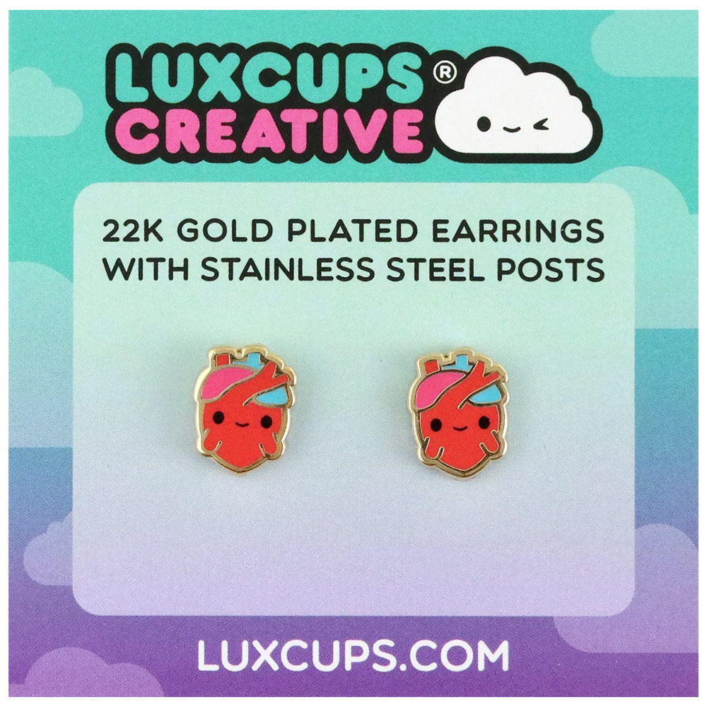 LuxCups Creative Enamel Earrings Anatomical Heart