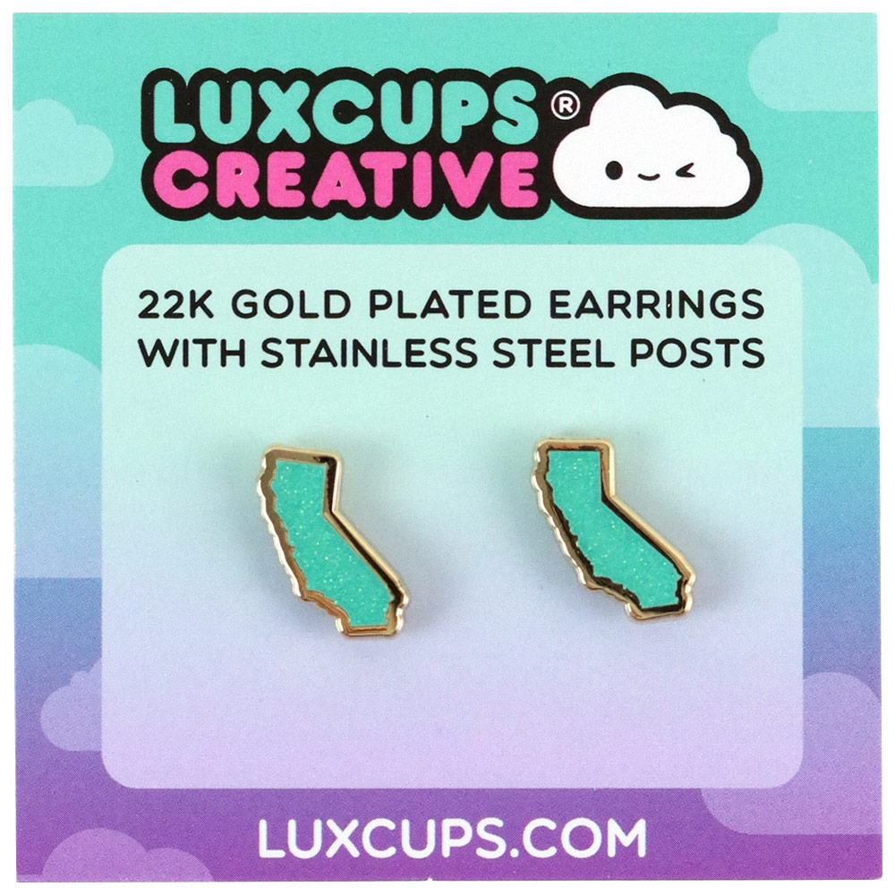 LuxCups Creative Enamel Earrings California Teal
