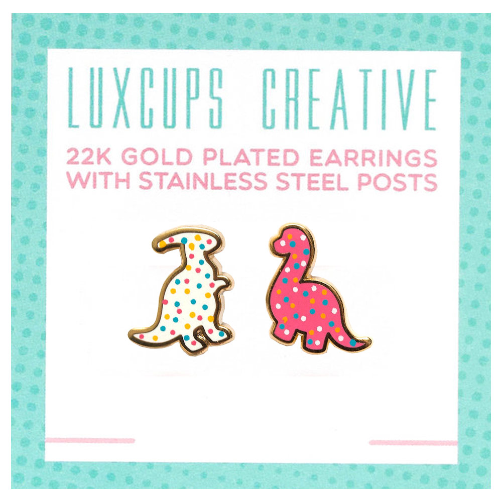 LuxCups Creative Enamel Earrings Dino Cookie