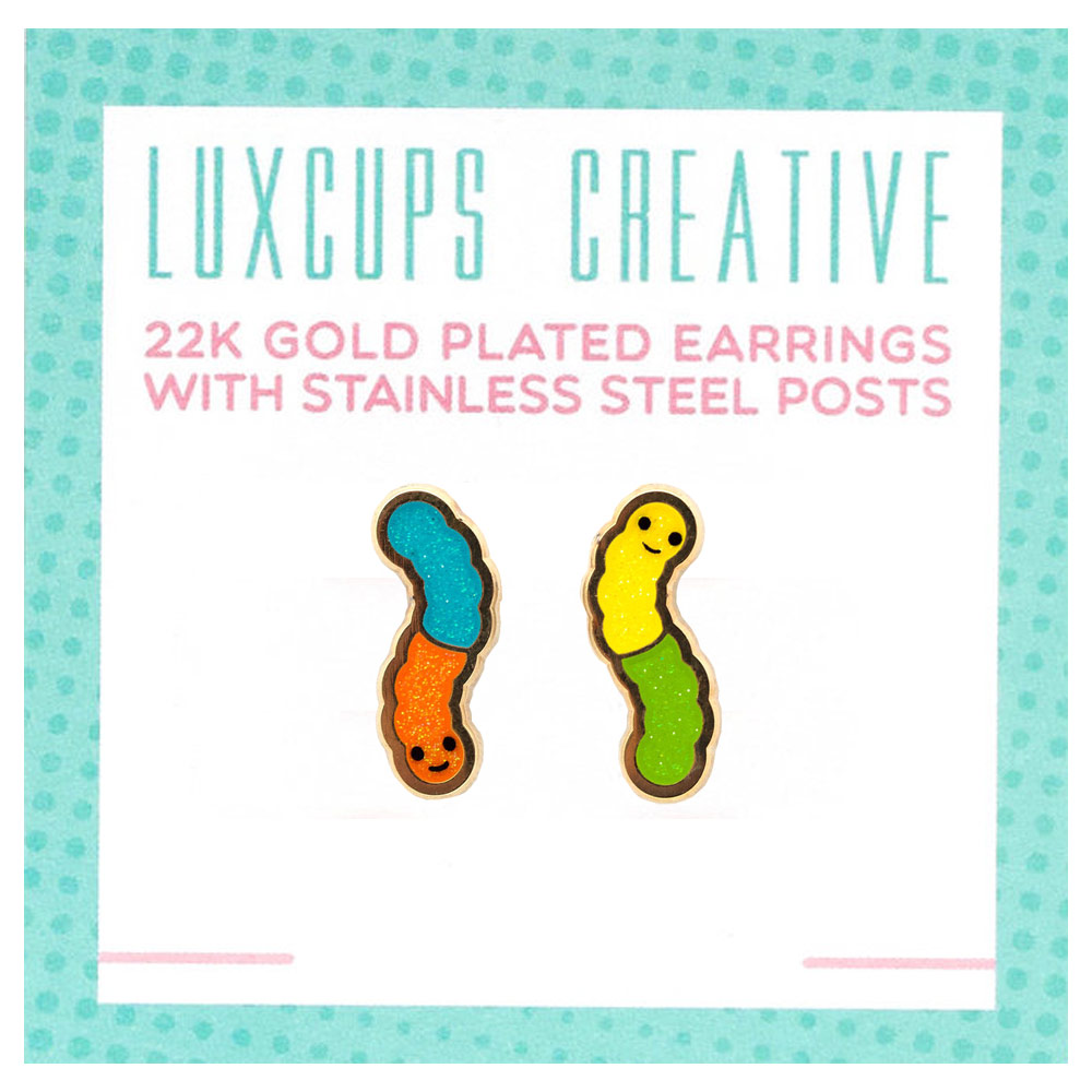 LuxCups Creative Enamel Earrings Gummy Worm
