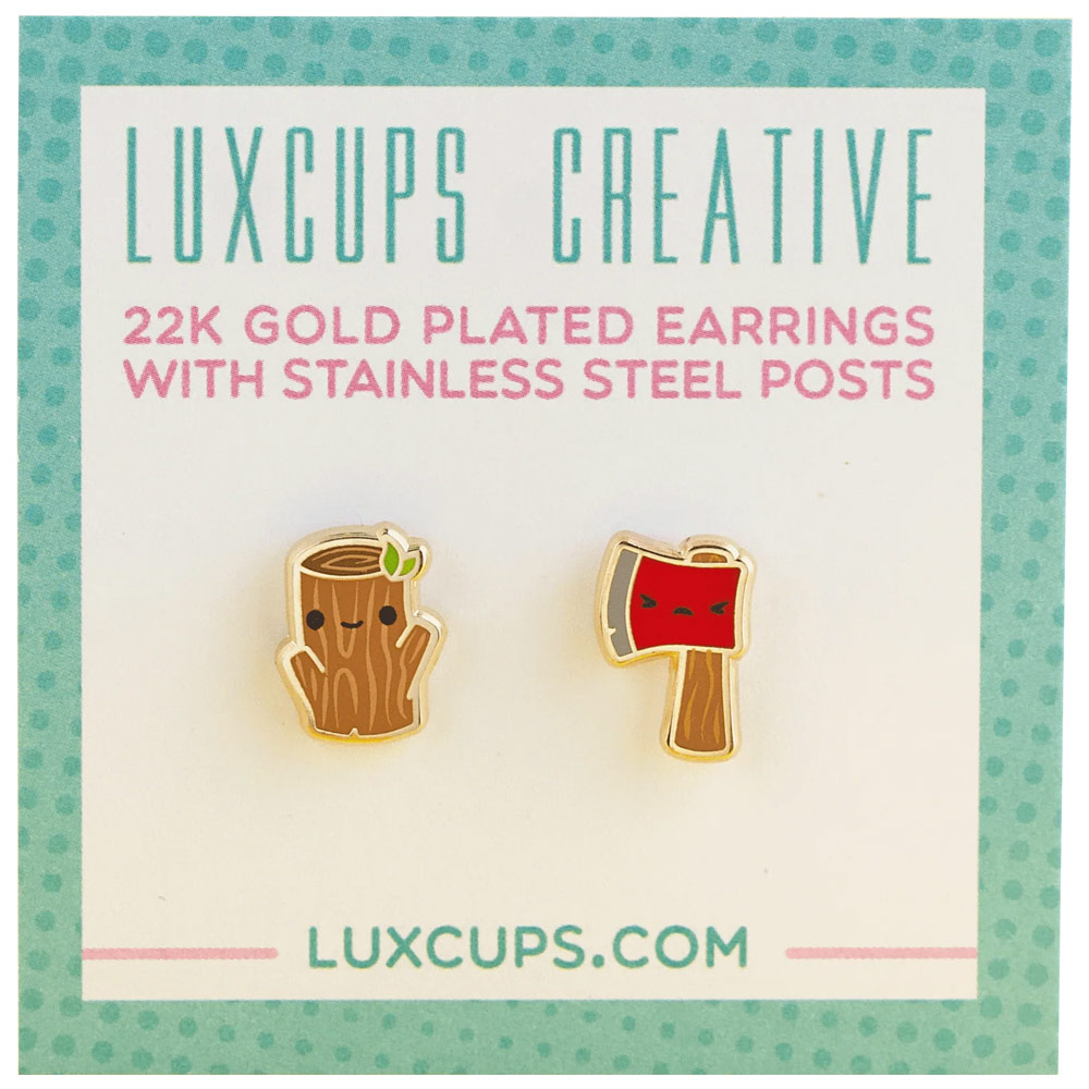 LuxCups Creative Enamel Earrings Timber Twins