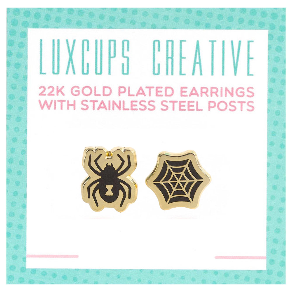 LuxCups Creative Enamel Earrings Spider & Web