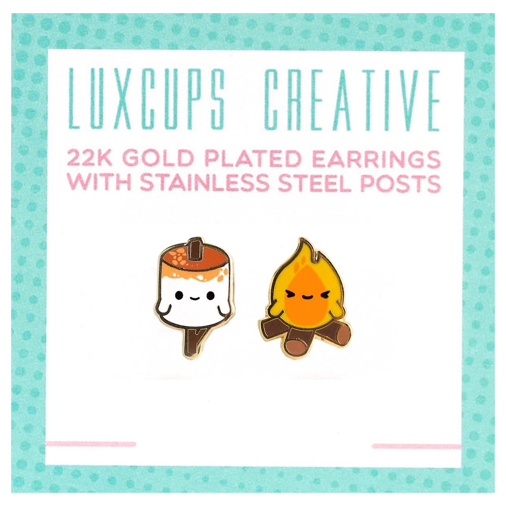 LuxCups Creative Enamel Earrings Campfire Cuties