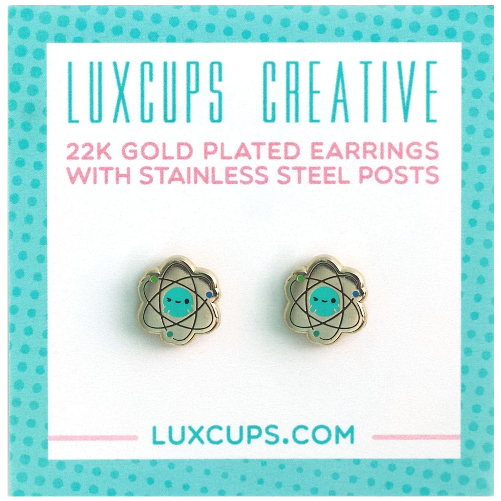 LuxCups Creative Enamel Earrings Excited Atoms