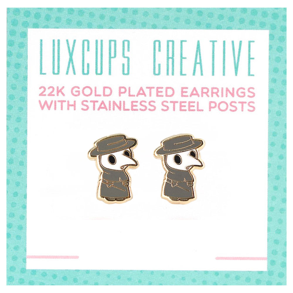 LuxCups Creative Enamel Earrings Plague Doctor