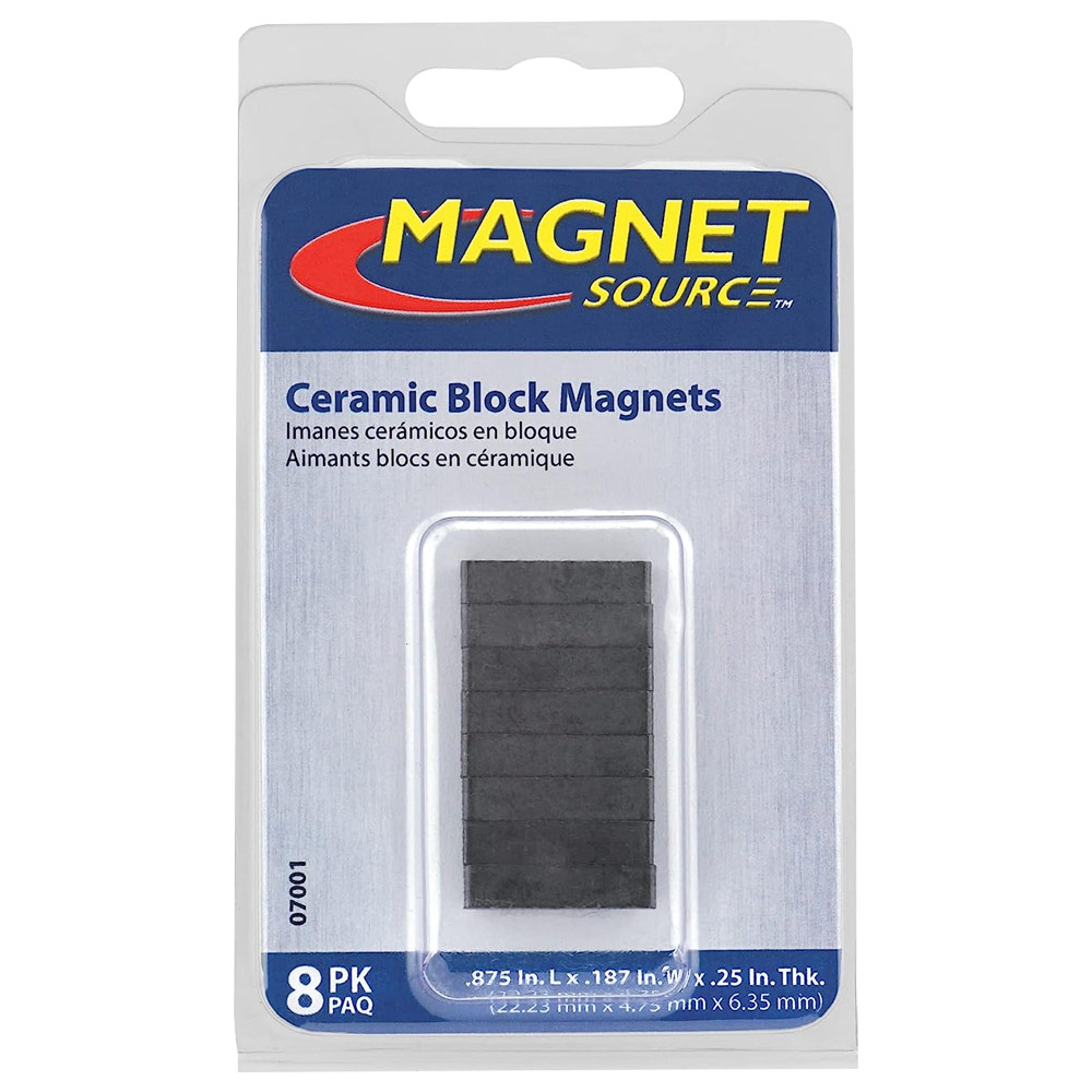 Magnet Source Ceramic Ferrite Magnet Block 8 Pack 3/16"