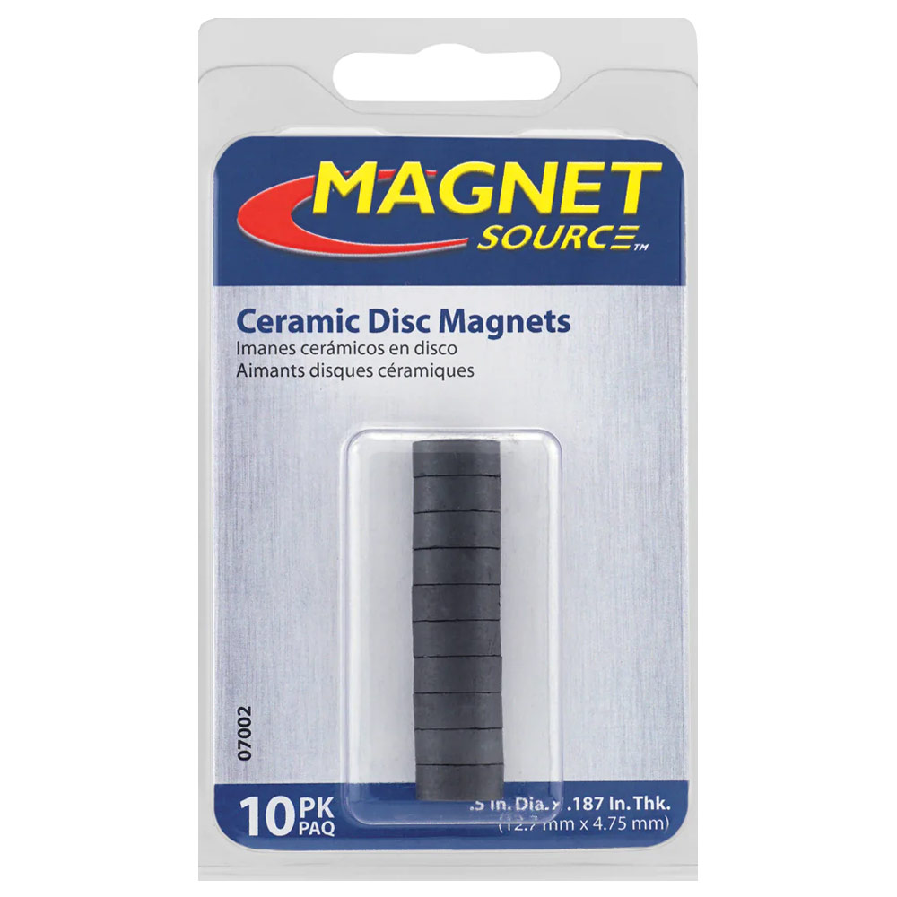 Magnet Source Ceramic Ferrite Disc Magnet 10 Pack 1/2"