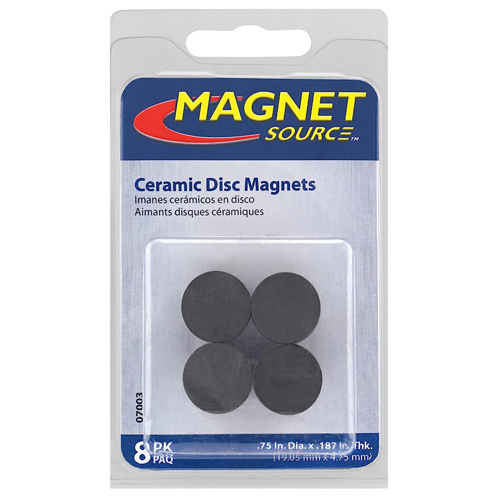 Magnet Source Ceramic Ferrite Disc Magnet 8 Pack 3/4"