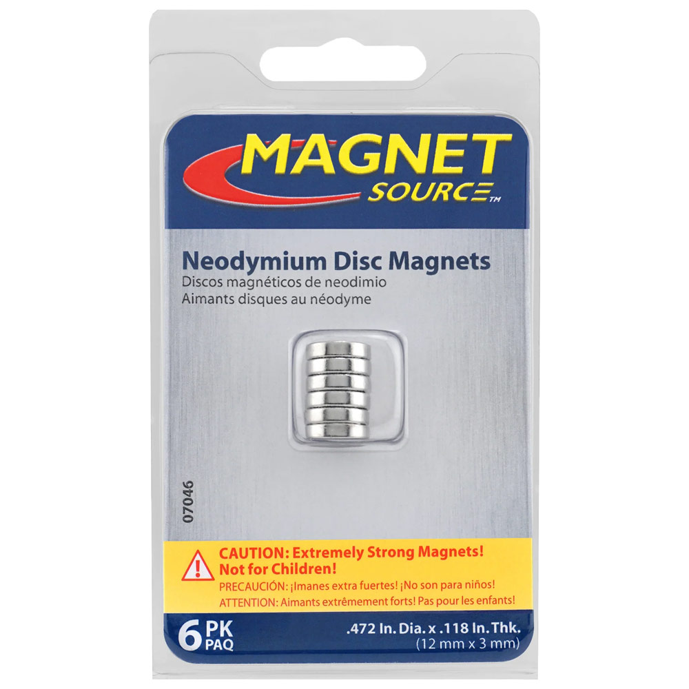 Magnet Source Neodymium Disc Magnet 6 Pack
