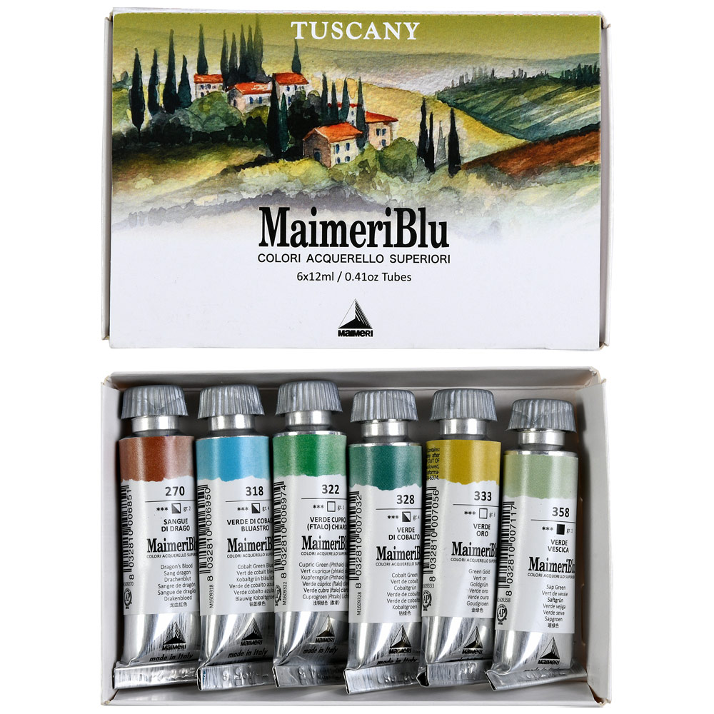 MaimeriBlu Superior Watercolour 6 x 12ml Set Tuscany